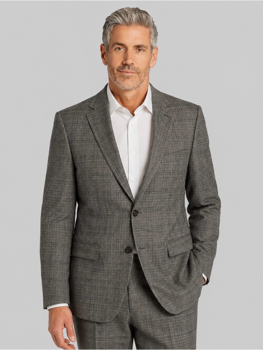Jos. A. Banks RESERVE Men's Gray Windowpane Wool Blend Suit Jacket Tailored Fit